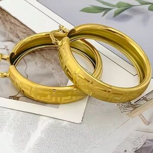 18k Plated Gold Hoop Earrings 2”